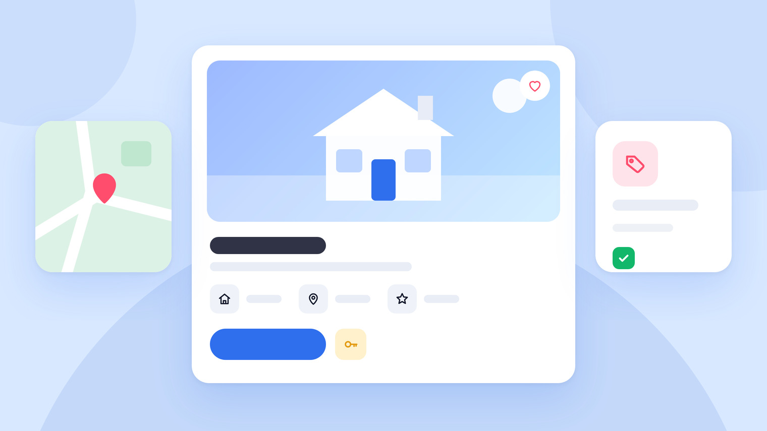 A property listing card with a house, a map and a sold tag