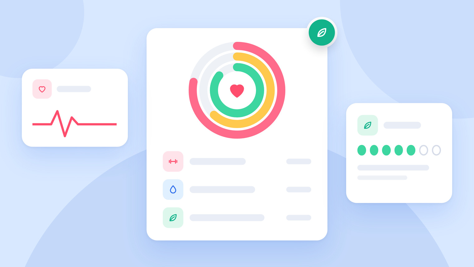 Activity rings, a heartbeat line and a streak tracker